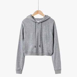 Meilleure vente de haute qualité dames Crop Top Hoodies Prix raisonnable Printemps Femme Vêtements avec col à capuche pour la saison d'hiver - Product Image 3