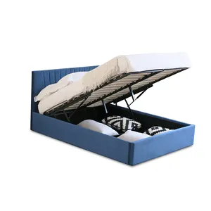 Top Pick-cama otomana de Florencia, marco de cama de estilo occidental azul marino con almacenamiento, simple, abatible hacia arriba, fácil de abrir