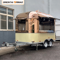 Remolque de Comida Móvil Oriental Shimao de 3.5M, Acero Inoxidable Color Oro Rosa, Totalmente Equipado, con Certificación DOT