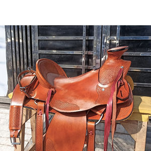 Nouvelle selle de cheval de ranch en cuir naturel occidental de haute qualité, sculptée à la main - Product Image 1
