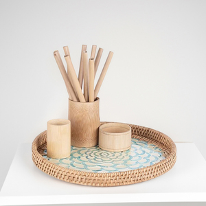 Bandeja con incrustaciones de nácar de Vietnam, bandeja de servicio duradera elegante hecha a mano, respetuosa con el medio ambiente para decoración de cocina moderna, SM2032 - Product Image 3