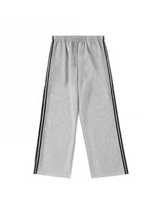 กางเกงขายาวทรงหลวมลายทางด้านข้างของผู้ชายกางเกงลำลองสีดำขาบานทรงหลวมโอเวอร์ไซส์ออกแบบโลโก้ได้ตามต้องการ - Product Image 5