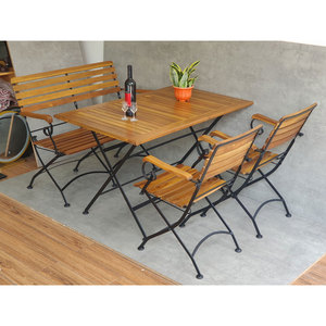 CBCF287 Contemporary Outdoor <b>Foldable</b> <b>Table</b> and Chairs Combo Set 120x75cm Durable Modern <b>Garden</b> Furniture - Product Image 4
