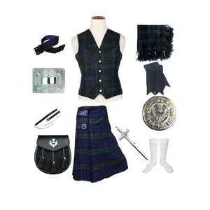 Scottish Traditional Men Kilt And Jacket Outfit Set Highland Scottish Kilts Package Deal High Quality Kilt Package Deal Set