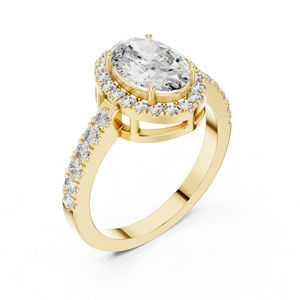 Bague solitaire en or jaune 18 carats avec diamant de laboratoire rond et ovale |   Bague à porter tous les jours |   Nouveau diamant cultivé - Product Image 2