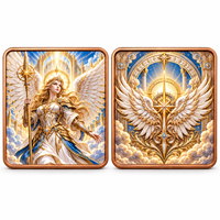 Pièce de collection artistique en cuivre pur de 10 oz, motif ange ailé doré, avec logo personnalisé, vente en gros