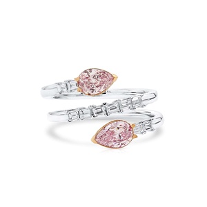ชุดแหวนหมั้นเพชรสีชมพูแฟนซีตัดลูกแพร์6Ct ทอง18K เครื่องประดับงานแต่งงาน - Product Image 1