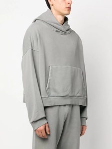 Sudadera con capucha cuadrada de invierno con logotipo personalizado para hombre, sudaderas recortadas pesadas de algodón de gran tamaño, sudaderas con capucha sin cordón con logotipo bordado - Product Image 3