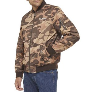 Veste bomber pour homme en polyester, col montant zippé, fabrication OEM personnalisée, haute qualité, imperméable, écologique - Product Image 3