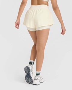 Custom Ivory Unified Double Layer <b>Women</b> <b>Shorts</b> Zip Pocket High Waisted 2 In 1 <b>Shorts</b> For <b>Women</b> <b>Sweat</b> Wicking And Workout <b>Shorts</b> - Product Image 3