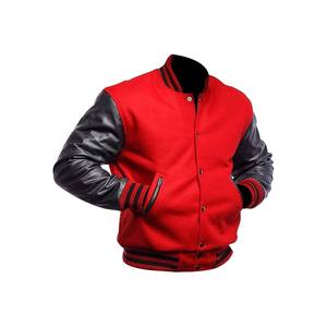 Chaqueta Universitaria Roja de Béisbol para Hombre, con Mangas de Cuero y Lana - Product Image 2