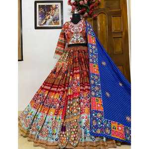 LAUNCHING NEW NAVRATRI SPECIAL Zain Exports LEHENGA CHOLI DUPATTA <b>FABRIC</b> HEAVY BUTTER <b>SILK</b> REAL MIRROR WORK REVERSERBLE CASUAL - Product Image 1