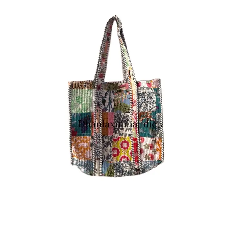 Bolsos acolchados de algodón cosidos a mano, bolsos de estilo bohemio Hippie, bolsos de mano ecológicos para mujer, bolsos de hombro con estampado de retazos hechos a mano