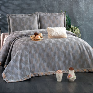 Guzide CAPRICE Modern 4-Piece Grey 100% Chenille Striped Yarn Dyed Woven Bedspread Set King Size Home Use <b>Bed</b> <b>Cover</b> From Turkey - Product Image 1