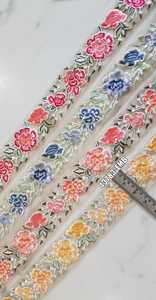 Rubans et lacets colorés pour robes de mariée, brodés à la machine, couleur pastel, 4 pièces, sur mesure, broderie avec paillettes, rubans et lacets colorés blancs - Product Image 4