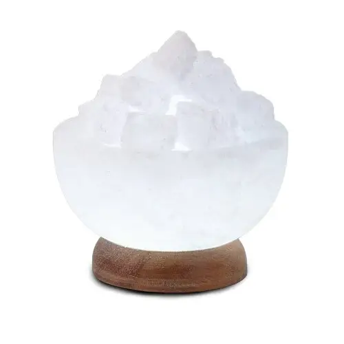 Chunks gefüllte weiße Schüssel Dimmen Licht leuchtende Tisch lampe Himalaya-Feuerschale mit Stücken Crystal Rok Salz für mehrere Zwecke