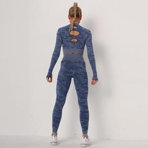 บราออกกำลังกายกันกระแทกสำหรับผู้หญิงกางเกงเลกกิ้งเล่นกีฬาชุดเล่นฟิตเนสทำจากไนลอนแผ่นหน้าอกชิ้นเดียว - Product Image 6