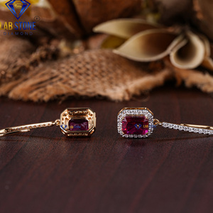 2.45 TDW R. Boucles d'oreilles en diamant de coupe radiante et ronde en or rose 18 carats avec diamant de laboratoire Hpht/Cvd Diamond Lab Stone - Product Image 3