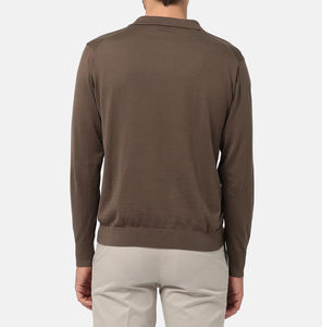 Vente en gros de polos classiques de couleur unie à manches longues pour hommes 100% coton avec nouveau t-shirt polo LogoKnitted - Product Image 4