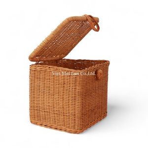 Caja de Almacenamiento de Ratán Hecha a Mano con Estilo Rústico para Almacenamiento y Decoración del Hogar - Product Image 3