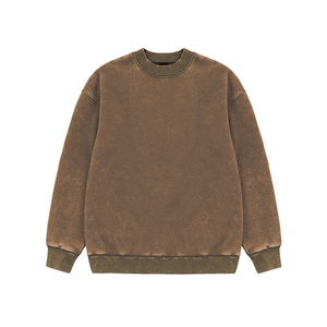 Sweat ras du cou vêtement teint couleur teint sweat col rond Vintage couleur unie à la mode hommes sweats à capuche et sweats - Product Image 3