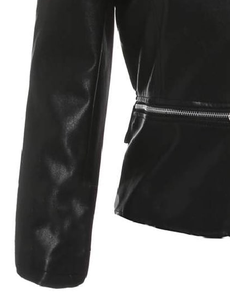 แจ็กเก็ตหนังสำหรับผู้หญิง, แจ็กเก็ตหนังแฟชั่นไซส์ใหญ่เสื้อแจ็คเก็ตหนังน้ำหนักเบา - Product Image 3