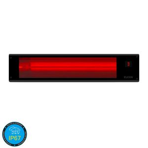 ELCON GLASS IR 2500 เครื่องทำความร้อนอินฟราเรดไฟฟ้าควบคุมด้วยรีโมท 2500W ควอตซ์กระจกสีดำ IP67 อลูมิเนียมกันน้ำ - Product Image 1