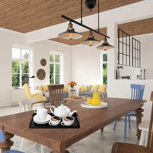 Lot de 2 plateaux de service faits main en métal noir Plateaux décoratifs durables et élégants avec poignées Tables basses parfaites pour le petit déjeuner - Product Image 5