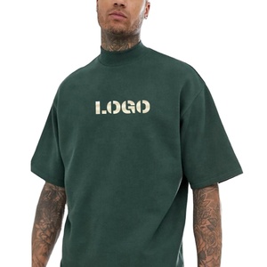 Custom Made 100% Cotton <b>Turtleneck</b> Gym T-Shirts for Men Heavy-Weight Oversized & Loose-Fitting Workout Use Fitness T-Shirts - Product Image 1