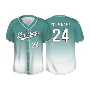 Camiseta de Béisbol Sublimada Personalizada con Botones, Diseño Ombré, Uniforme de Equipo, Ropa de Secado Rápido - Product Image 2