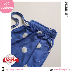 <b>Women's</b> 100% Rayon Blue Button-Down Sleepwear Loge Set 2-Piece Pama <b>Shorts</b> Plus Size Dress <b>for</b> Home Use Summer Wholesale Supply - Product Image 5