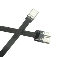 Kabel Flat FPC USB 3.0 Tipe-C Male ke Micro-B Male Fleksibel Kecepatan Tinggi, Konduktor Tembaga Berlapis Timah, Isolasi PVC
