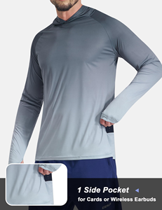 Camiseta con Capucha de Manga Larga Sublimada Personalizada con Protección Solar UPF 50+, con Bolsillo, Secado Rápido, Transpirable, Deportiva, para Gimnasio, Entrenamiento, para Hombre, Protección UV - Product Image 3