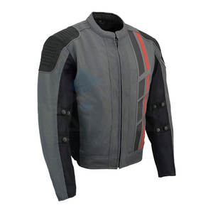 Veste blindée à manches longues personnalisable en cuir/polyester légère et respirante unisexe Noir-Gris Toutes saisons - Product Image 1