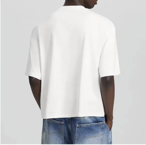 Fabricant T-shirt personnalisé pour hommes, coupe boxy, épaules tombantes, poids lourd tricoté, logo de grande taille à motif solide - Product Image 5