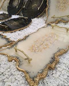 Bandeja de Servicio de Resina Epoxi Hecha a Mano, Piezas Únicas, Esenciales de Cocina para el Hogar, Restaurante, Hotel, Bandeja Decorativa para Servir - Product Image 3