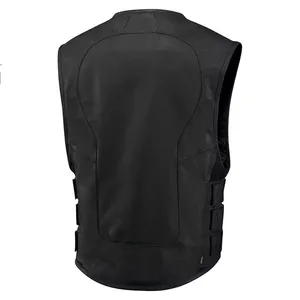 Biker Leather Vest with Zipper &amp; Stripped SWAT Style Motorcycle <strong>Club</strong> Vest <strong>120</strong> in High Quality