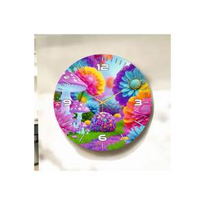 Impression colorée à motifs 50cm en bois Table silencieuse horloge murale idée cadeau parfaite - Product Image 1