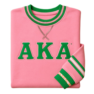 เสื้อสเวตเตอร์คอกลมปักลายสีชมพูอาคาเสื้อสเวตเตอร์คอกลมแต่งตามสั่งเสื้อผ้าสำหรับสโมสรชีวิตชาวกรีกมีแถบผ้าถัก - Product Image 6