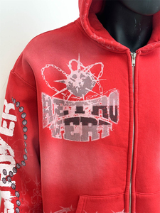 Nouveau style de fabricants de sweats à capuche sérigraphie personnalisée vêtements de rue sweats à capuche en coton épais surdimensionné avec fermeture éclair et lavage à l'acide pour hommes - Product Image 3