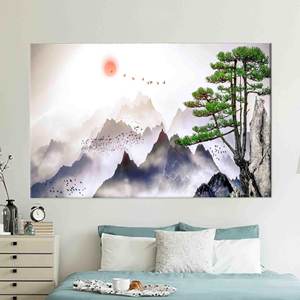 Toile imprimée avec vue sur la montagne : Décoration murale bohème élégante, 1P : Prête à accrocher - Product Image 1