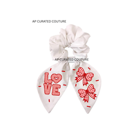 Écharpe en tissu de coton pour la Saint-Valentin, nœud tendance, scrunchie, pinces à cheveux faites à la main avec perles et paillettes pour femmes et filles