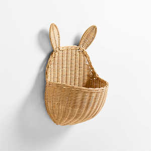 Panier de rangement mural en rotin tressé à la main, écologique, en fibre naturelle, organisateur décoratif pour chambre d'enfant et de bébé - Product Image 2