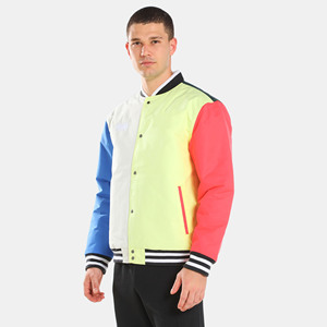 New Men's 100% Cotton Winter Jacket <b>Button</b> Down Collar with Ribbed Varsity Design Letterman Baseball College Bomber - Product Image 2