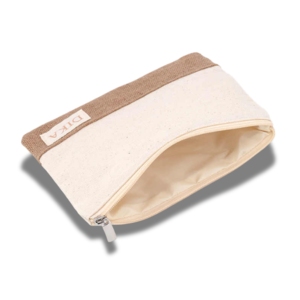 Pochette cosmétique écologique en toile de coton naturel et jute Sac à fermeture éclair avec logo personnalisé pour la peinture et la personnalisation - Product Image 4