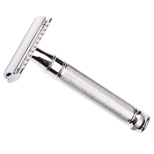 Rasoir de sécurité professionnel en acier inoxydable, argenté, réutilisable, à double tranchant, outil de rasage, vente en gros - Product Image 1