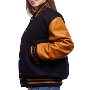 Logotipo personalizado clásico bordado negro pareja universidad béisbol hombres chaqueta Letterman Varsity chaqueta - Product Image 5