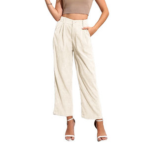 Pantalón sencillo de cintura alta de longitud completa, Pantalones rectos informales para mujer a la moda, pantalones flexibles para Invierno para mujer - Product Image 3