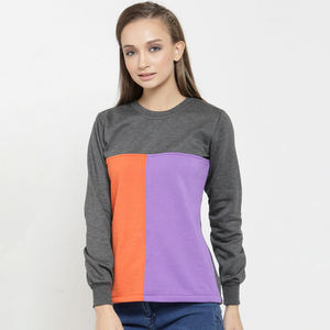 Sweat-shirt en molleton de coton de haute qualité pour femmes, logo personnalisé imprime des vêtements longs d'hiver à col rond-Taille XS - Product Image 3