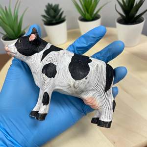 YEEYAYA intagliato a mano 5 \ "scultura in legno statua della mucca per la decorazione della casa e regalo di natale animali della fattoria e Zoo figurine decorazione della camera - Product Image 6